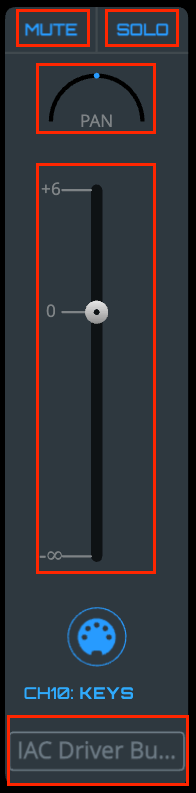 MIDI Track Controls- Mixer View MIDI Track Controls- Mixer View