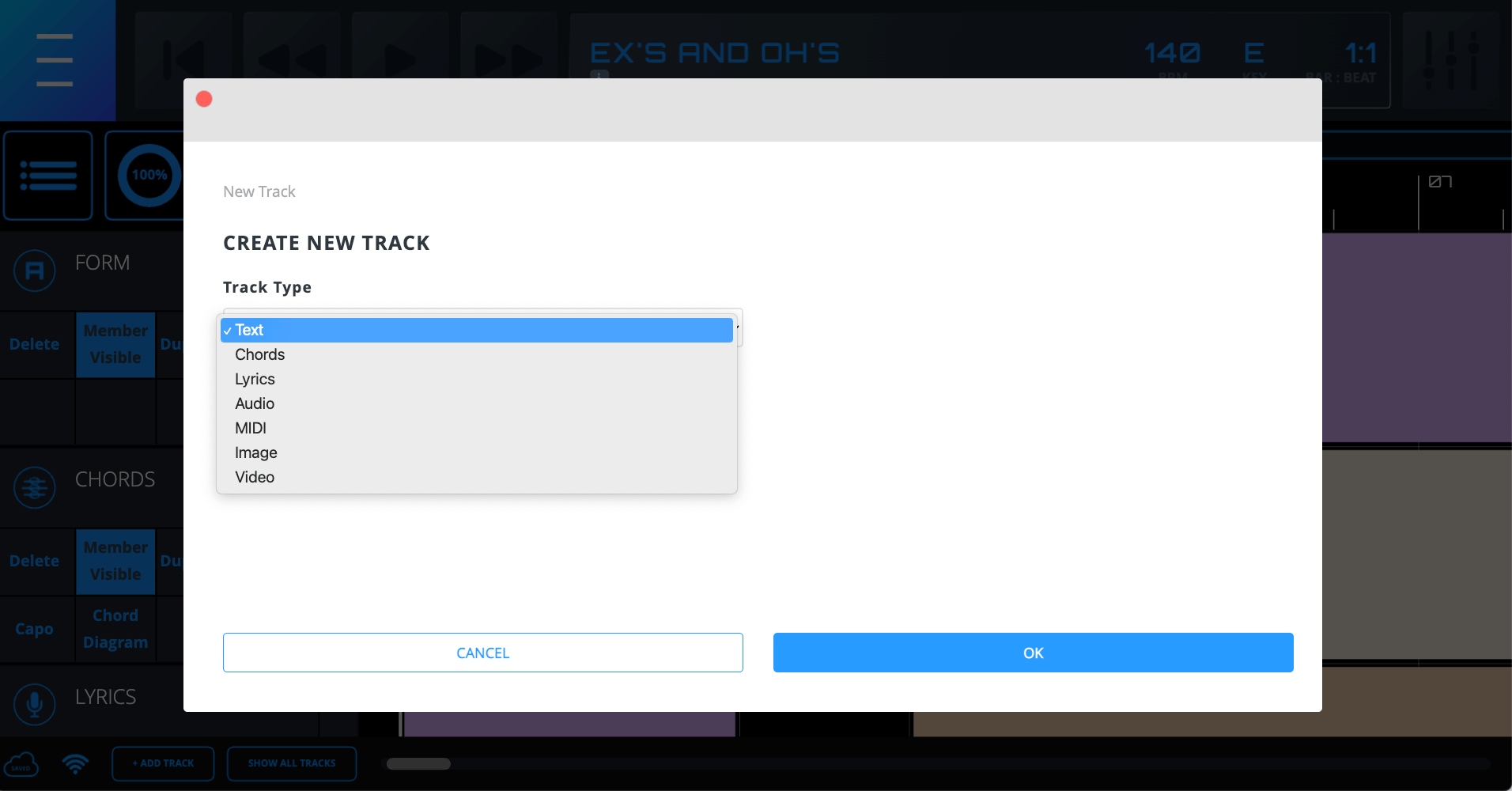 Add New Track Dialog Add New Track Dialog