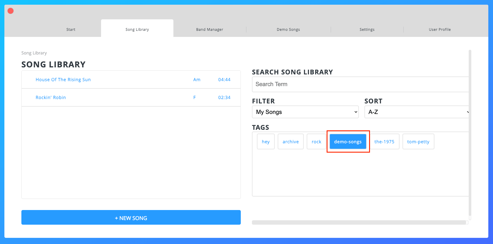 Accessing Demo Songs from Song Library Accessing Demo Songs from Song Library