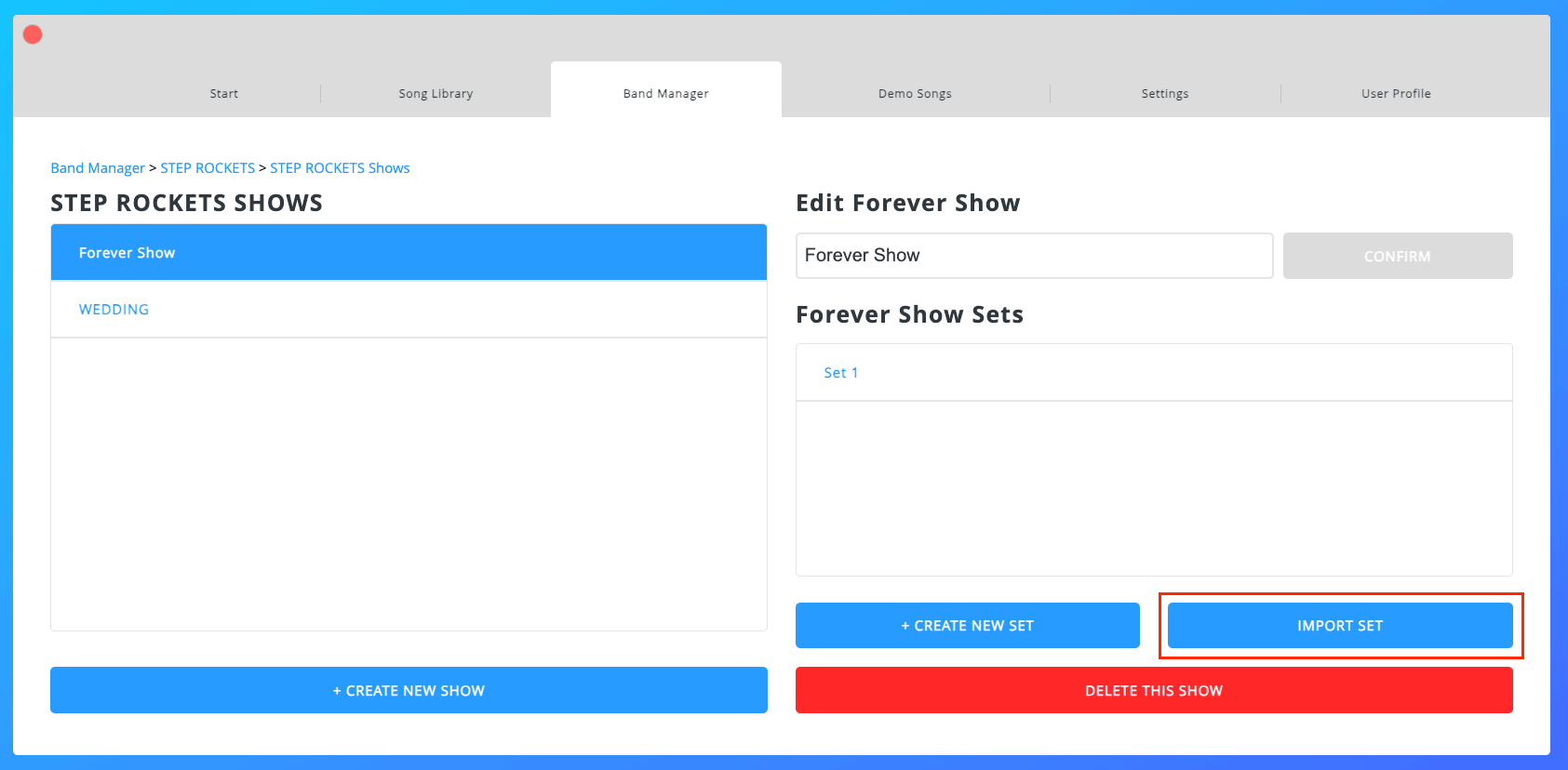 Set Import Step 1 Set Import Step 1