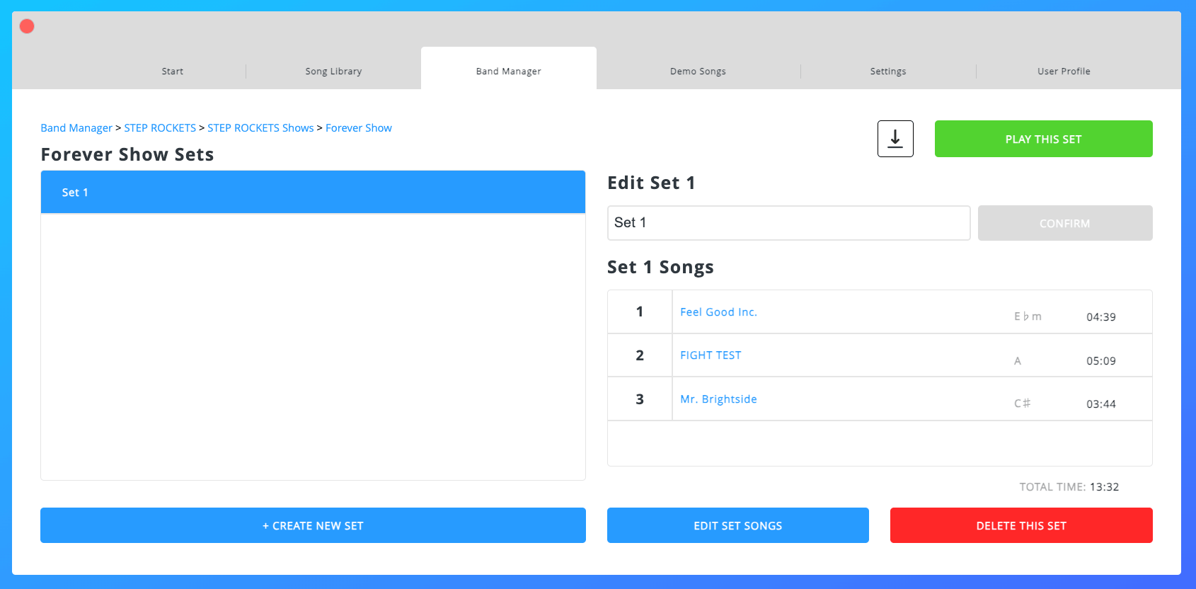 Set Summary Screen Set Summary Screen