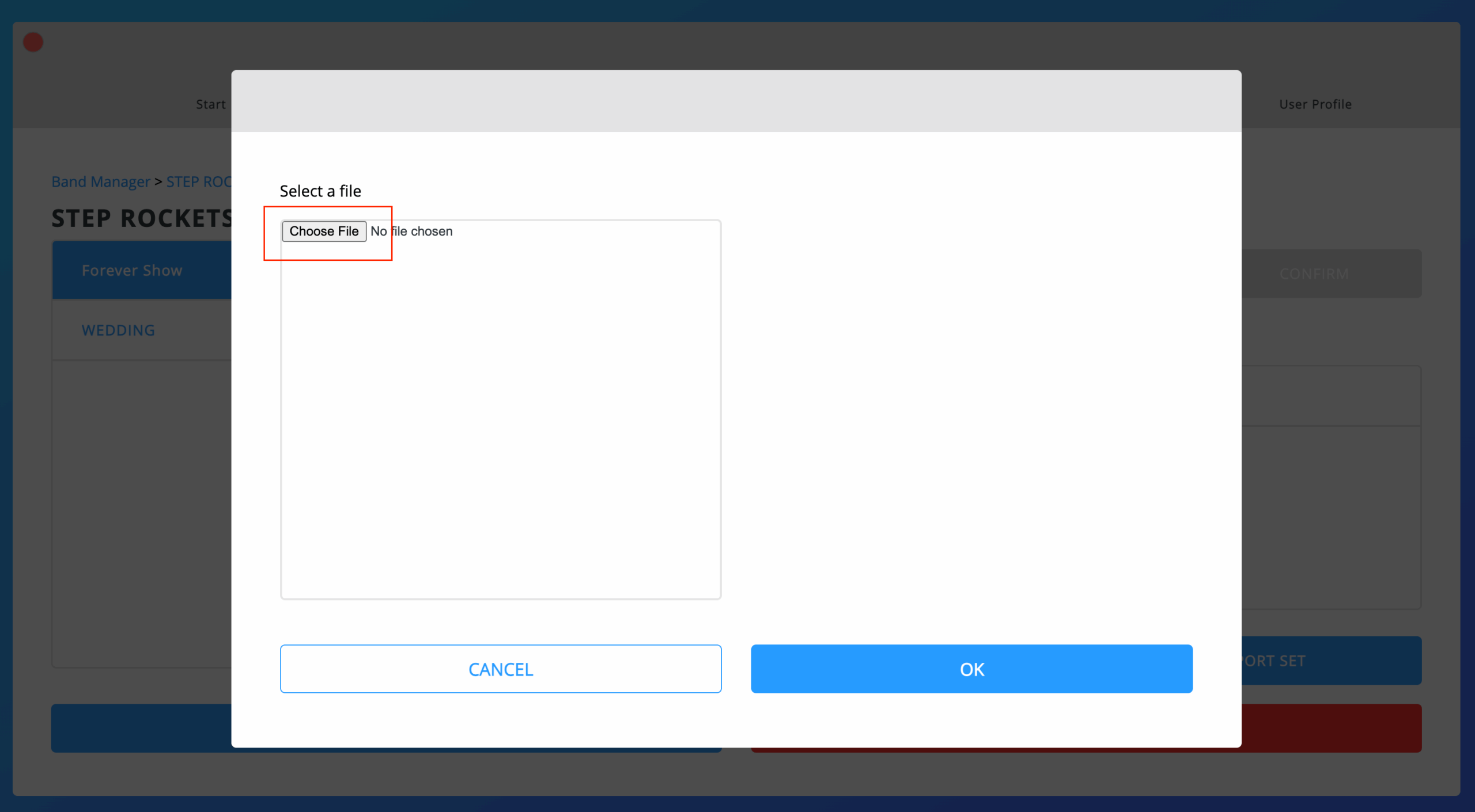 Set Upload Dialog Set Upload Dialog