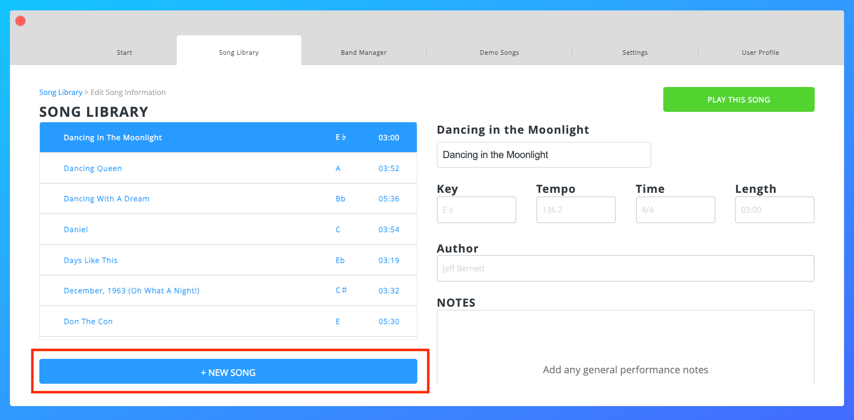 Song Library With New Song Button boxed Song Library With New Song Button boxed