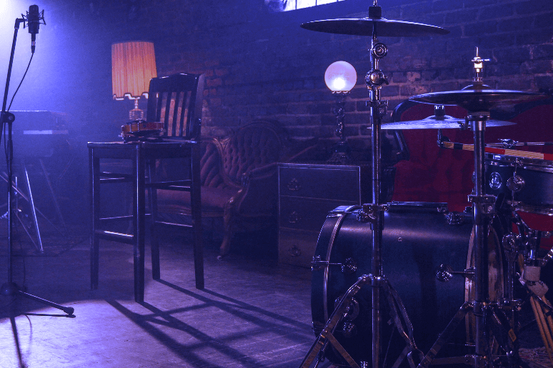 Empty practice room with lights