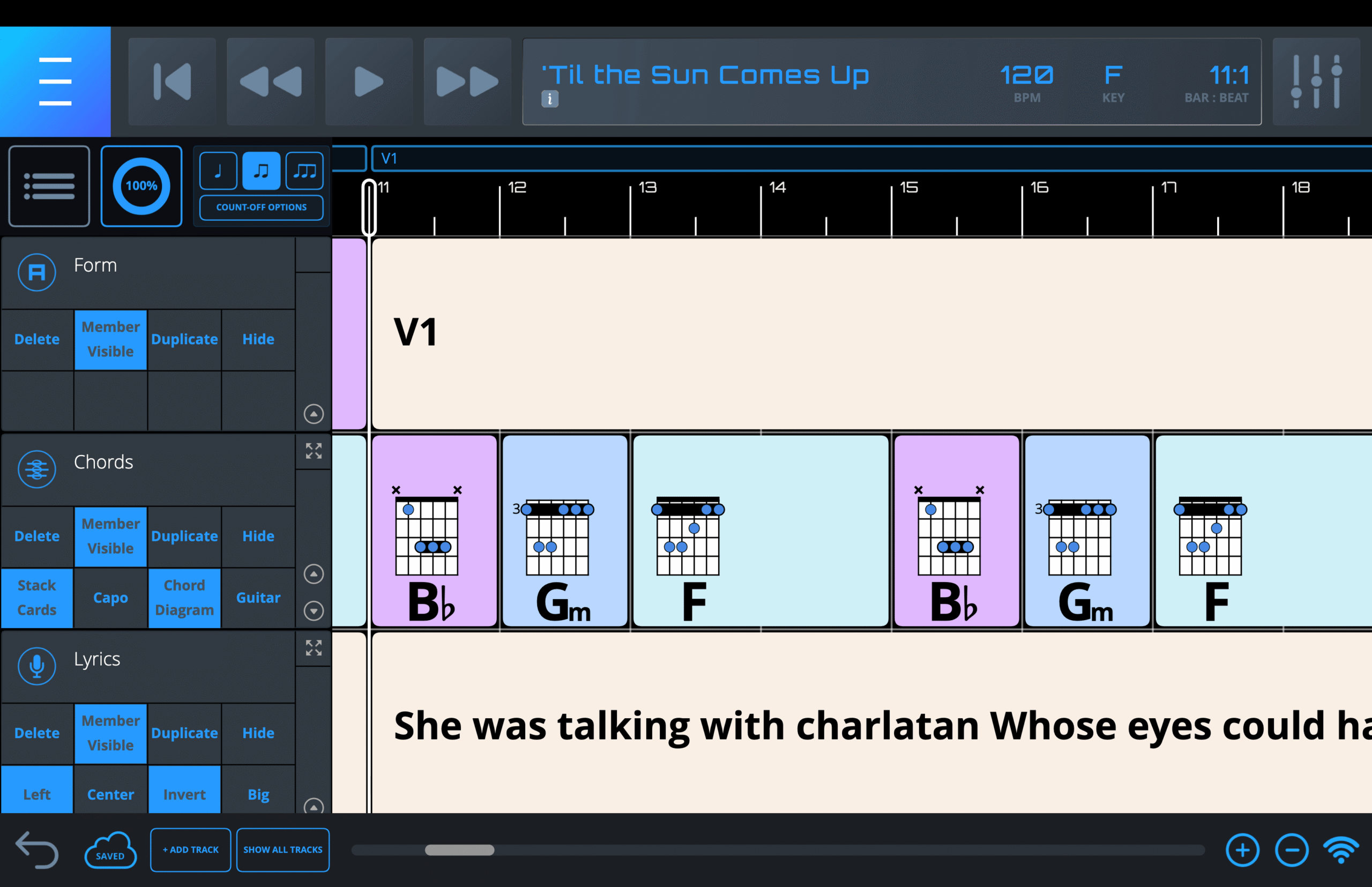 Lyric Track Lyrics Track - Main Interface View