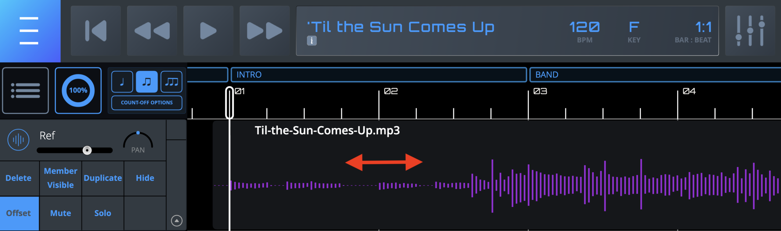 Moving an Audio Track Moving an audio block