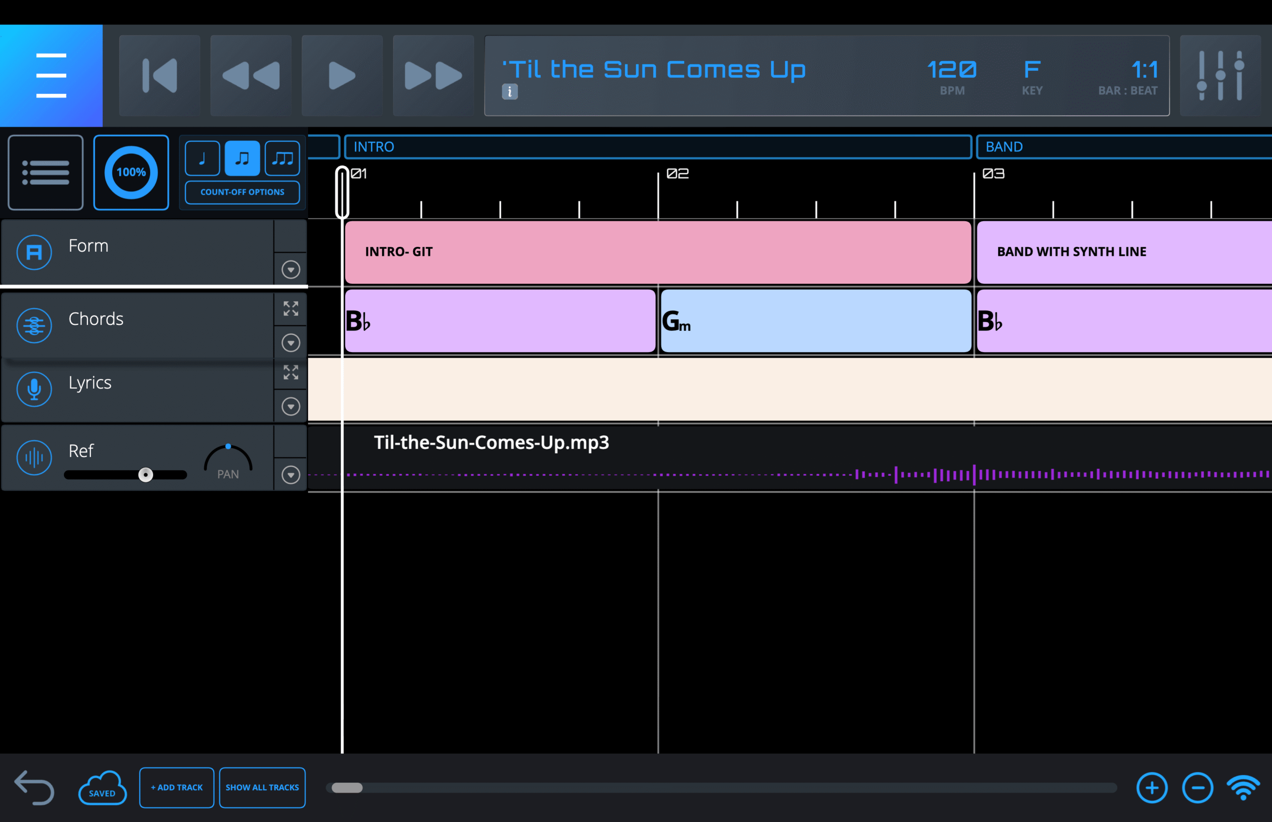 Reordering tracks Reordering a track
